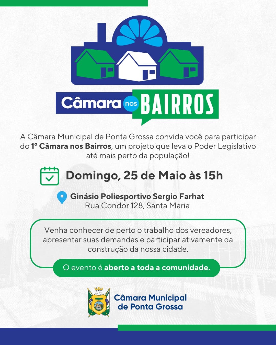 Câmara nos Bairros leva vereadores até a população neste domingo em Ponta Grossa